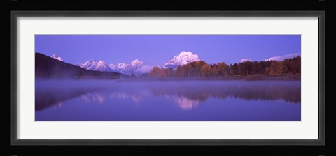 Framed Reflection of mountains in a river, Oxbow Bend, Snake River, Grand Teton National Park, Teton County, Wyoming, USA Print