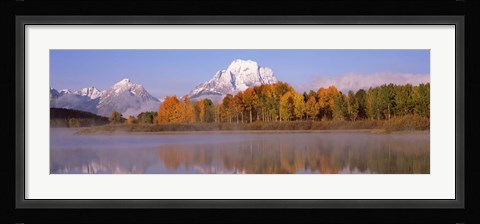 Framed Reflection of trees in a river, Oxbow Bend, Snake River, Grand Teton National Park, Teton County, Wyoming, USA Print
