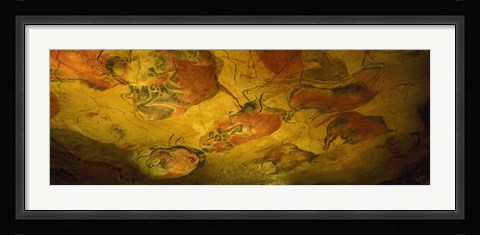 Framed Paleolithic paintings, Altamira Cave, Santillana del mar, Cantabria, Spain Print