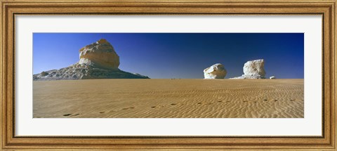 Framed Rock formations in a desert, White Desert, Farafra Oasis, Egypt Print