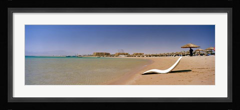Framed Chaise longue on the beach, Soma Bay, Hurghada, Egypt Print