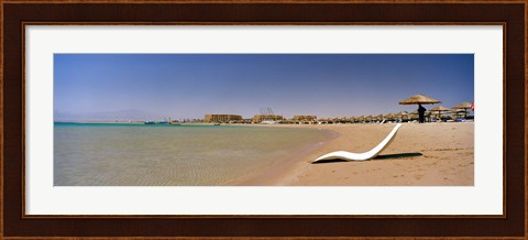 Framed Chaise longue on the beach, Soma Bay, Hurghada, Egypt Print