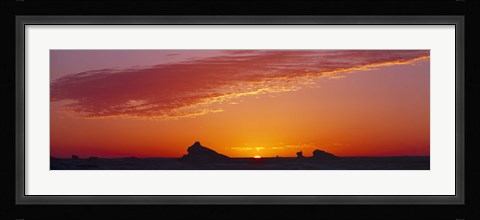 Framed Silhouette of rock formations in a desert, White Desert, Farafra Oasis, Egypt Print