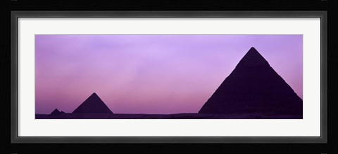Framed Silhouette of pyramids at dusk, Giza, Egypt Print