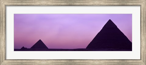 Framed Silhouette of pyramids at dusk, Giza, Egypt Print