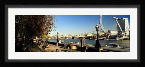 Framed Ferris wheel at the riverbank, Millennium Wheel, Thames River, London, England Print