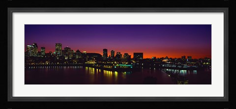 Framed City lit up at dusk, Montreal, Quebec, Canada 2010 Print