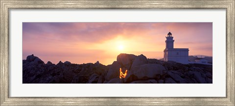 Framed Lighthouse on the coast, Capo Testa, Santa Teresa Gallura, Sardinia, Italy Print