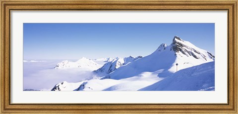 Framed Snowcapped mountain range, Damuls, Faschina, Vorarlberg, Austria Print