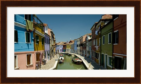 Framed Boats in a canal, Grand Canal, Burano, Venice, Italy Print