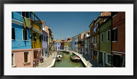 Framed Boats in a canal, Grand Canal, Burano, Venice, Italy Print