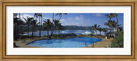 Framed Tourists at an infinity pool, Hawaii, USA Print