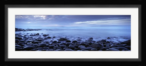 Framed Beach at dusk, Westward Ho, North Devon, Devon, England Print