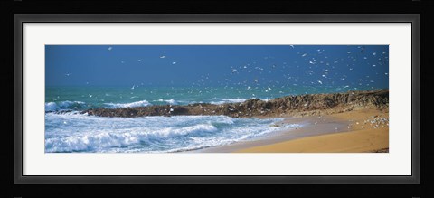 Framed Waves breaking on the coast, Morbihan, Brittany, France Print