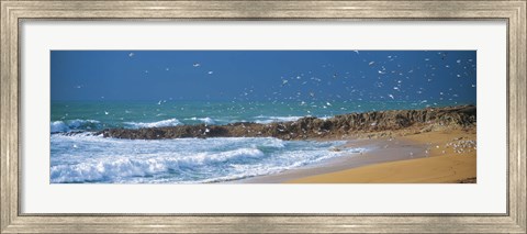 Framed Waves breaking on the coast, Morbihan, Brittany, France Print