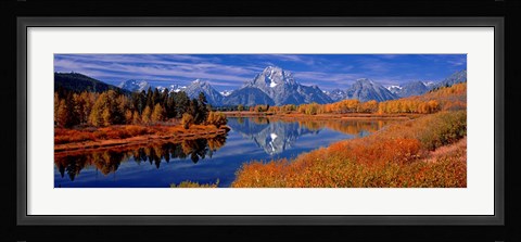 Framed Reflection of mountains in the river, Mt Moran, Oxbow Bend, Snake River, Grand Teton National Park, Wyoming, USA Print