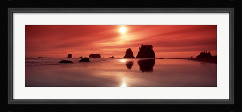 Framed Beach Sunset, Olympic National Park, Washington State Print