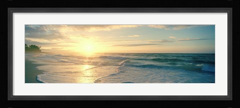 Framed Sunset over Waves Print