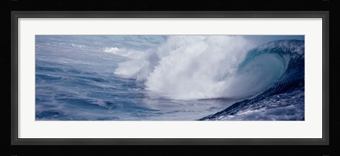 Framed Wave Crashing in a Dark Blue Sea Print