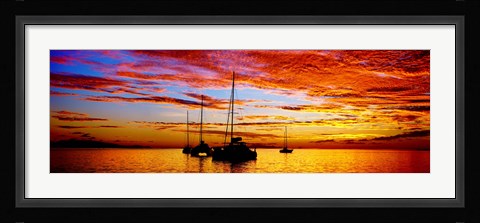 Framed Tahiti Sunset, Society Islands, French Polynesia Print