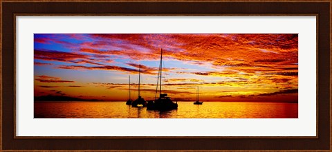 Framed Tahiti Sunset, Society Islands, French Polynesia Print