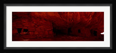 Framed House Of Fire in red, Anasazi Ruins, Mule Canyon, Utah, USA Print