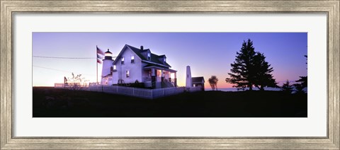 Framed Lighthouse at a coast, Pemaquid Point Lighthouse, Pemaquid Point, Bristol, Lincoln County, Maine, USA Print