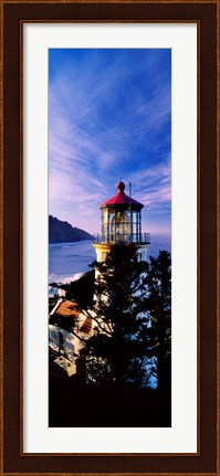 Framed Lighthouse at a coast, Heceta Head Lighthouse, Heceta Head, Lane County, Oregon (vertical) Print