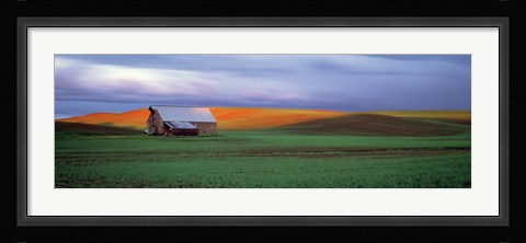 Framed Old Barn Under Cloudy Skies, Washington State Print
