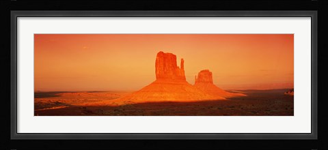 Framed Buttes at sunrise, The Mittens, Monument Valley Tribal Park, Monument Valley, Utah, USA Print