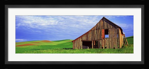 Framed Dilapidated barn in a farm, Palouse, Whitman County, Washington State, USA Print