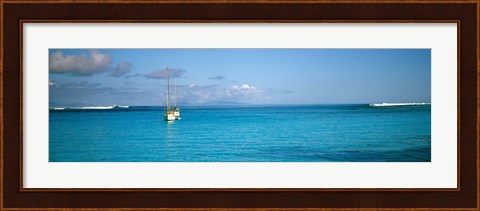 Framed Boat in the ocean, Huahine Island, Society Islands, French Polynesia Print