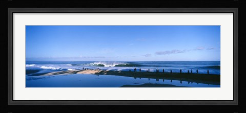 Framed Waves Crashing under a Blue Sky Print