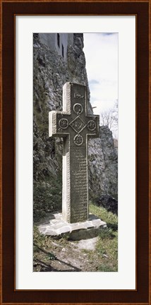 Framed Stone cross at a castle, Bran Castle, Brasov, Transylvania, Mures County, Romania Print
