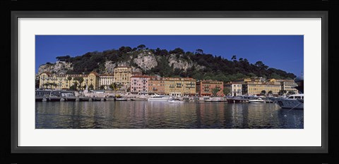 Framed Boats docked at a port, English Promenade, Nice, Alpes-Maritimes, Provence-Alpes-Cote d'Azur, France Print