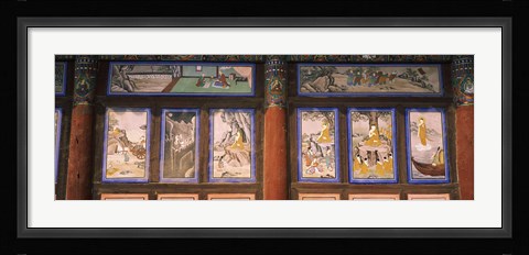 Framed Paintings in a Buddhist temple, Kayasan Mountains, Haeinsa Temple, Gyeongsang Province, South Korea Print