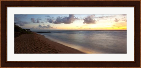 Framed Sunrise over an ocean, Waipouli Beach, Kauai, Hawaii, USA Print