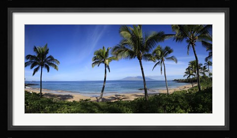 Framed Palm trees on the beach, Maui, Hawaii, USA Print