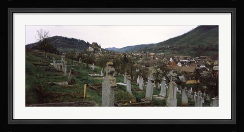 Framed Tombstones in a cemetery, Saxon Church, Biertan, Sibiu County, Transylvania, Romania Print