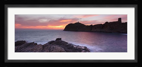 Framed Islands in the sea, La Pietra, Genoese Tower, Phare De La Pietra, L'Ile-Rousse, Balagne, Corsica, France Print