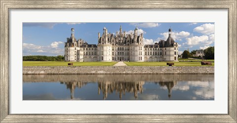 Framed Reflection of a castle in a river, Chateau Royal De Chambord, Loire-Et-Cher, Loire Valley, Loire River, Region Centre, France Print