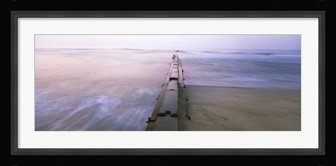 Framed Tide break on the beach at sunrise, Cape Hatteras National Seashore, North Carolina, USA Print