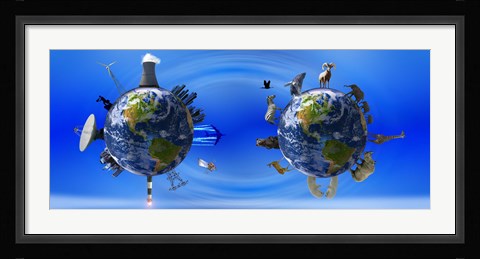 Framed Earth with circle of props Print