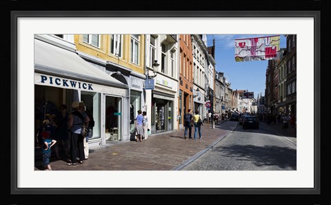 Framed Stores in a street, Bruges, West Flanders, Belgium Print