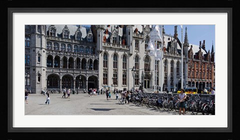 Framed Tourists at a market, Bruges, West Flanders, Belgium Print