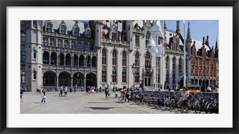Framed Tourists at a market, Bruges, West Flanders, Belgium Print