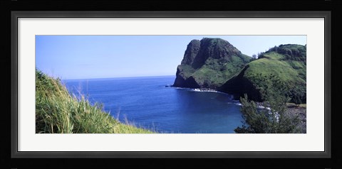 Framed High angle view of a coast, Kahakuloa, Highway 340, West Maui, Hawaii, USA Print