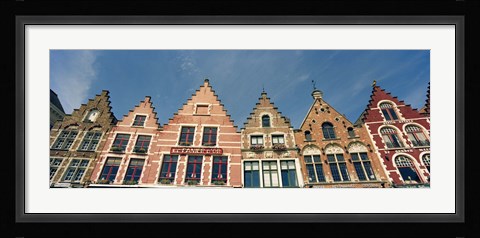 Framed Low angle view of gabled houses, Bruges, West Flanders, Flemish Region, Belgium Print