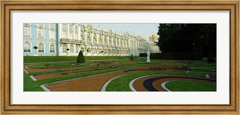 Framed Formal garden in front of the palace, Catherine Palace, Tsarskoye Selo, St. Petersburg, Russia Print