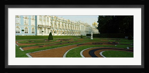 Framed Formal garden in front of the palace, Catherine Palace, Tsarskoye Selo, St. Petersburg, Russia Print